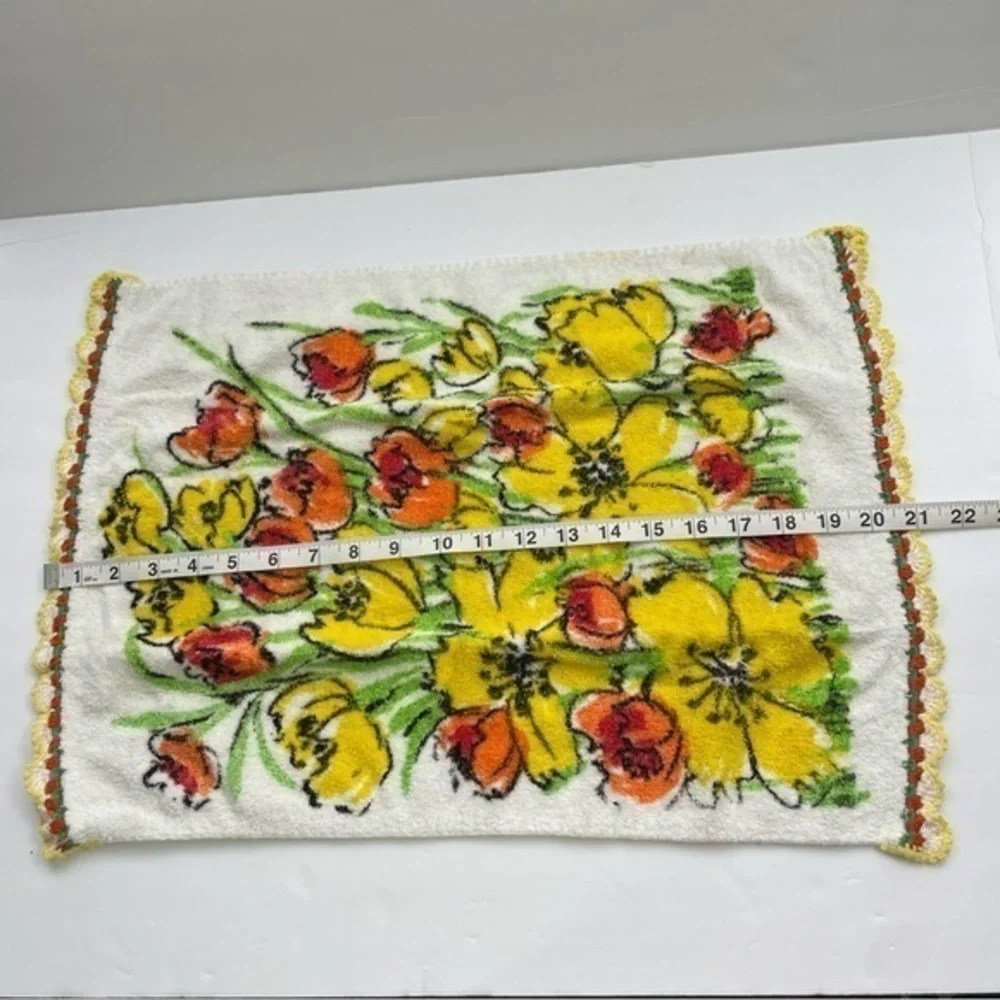 Yellow floral crochet trim‎ hand towel